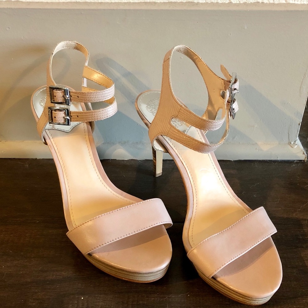 Vince Camuto Sz 9 Pink Strappy Heels Silver Clasps